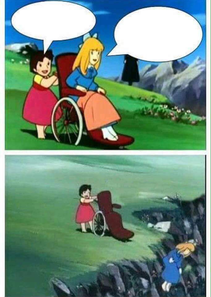 Wheelchair Off Cliff Blank Meme Template