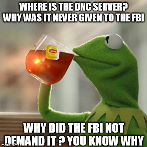 But That's None Of My Business Meme | WHERE IS THE DNC SERVER? WHY WAS IT NEVER GIVEN TO THE FBI; WHY DID THE FBI NOT DEMAND IT ? YOU KNOW WHY | image tagged in memes,but thats none of my business,kermit the frog | made w/ Imgflip meme maker