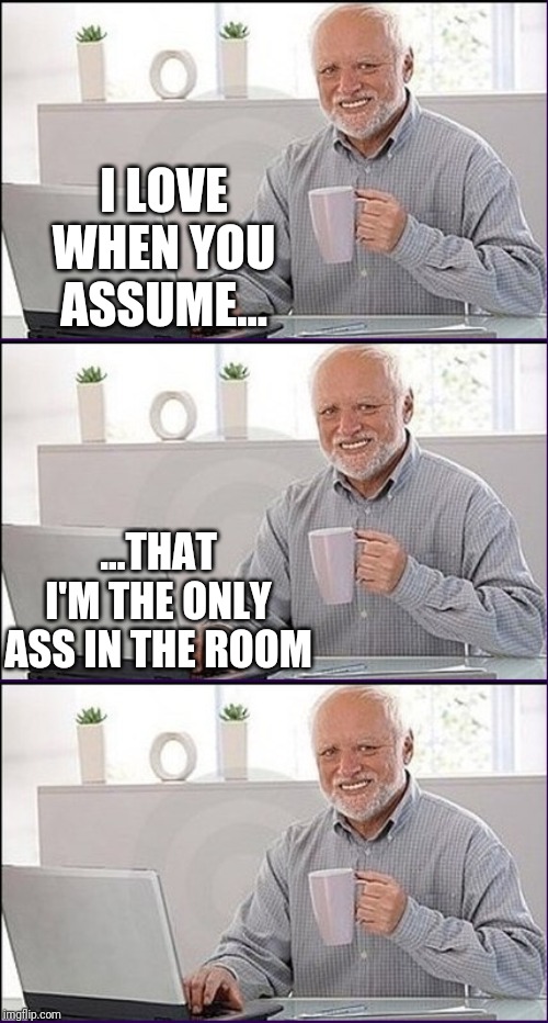 I LOVE WHEN YOU ASSUME... ...THAT I'M THE ONLY ASS IN THE ROOM | image tagged in old guy computer | made w/ Imgflip meme maker