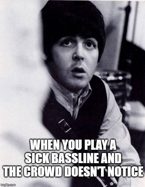 Bassist Meme | WHEN YOU PLAY A SICK BASSLINE AND THE CROWD DOESN'T NOTICE | image tagged in bassist meme | made w/ Imgflip meme maker