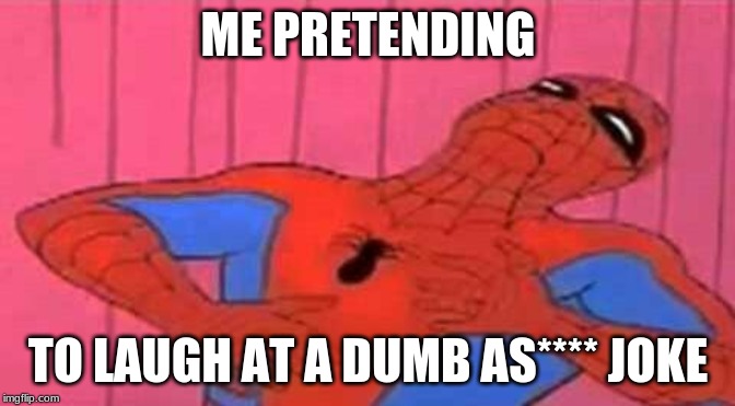 Spider-Man Meme | ME PRETENDING; TO LAUGH AT A DUMB AS**** JOKE | image tagged in spider-man meme | made w/ Imgflip meme maker