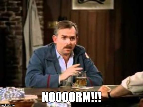 Cliff Clavin | NOOOORM!!! | image tagged in cliff clavin | made w/ Imgflip meme maker