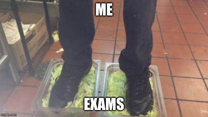 Burger King Foot Lettuce | ME; EXAMS | image tagged in burger king foot lettuce | made w/ Imgflip meme maker