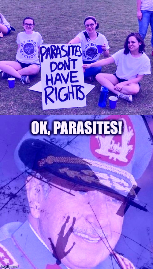 OK, PARASITES! | image tagged in parasites have no rights | made w/ Imgflip meme maker