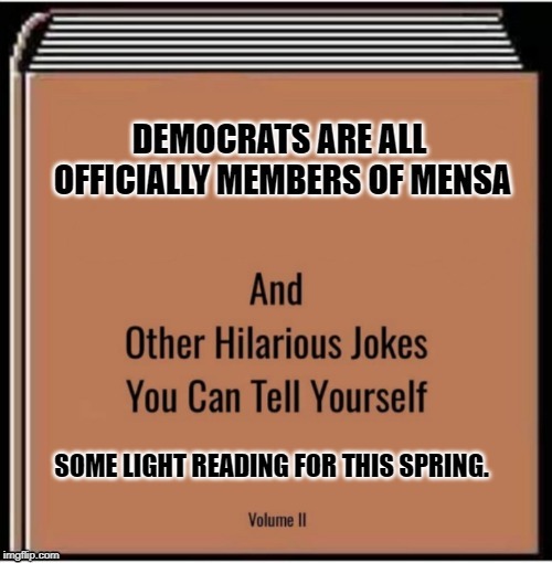 Enjoy a funny book this year | SOME LIGHT READING FOR THIS SPRING. | image tagged in democratic party | made w/ Imgflip meme maker