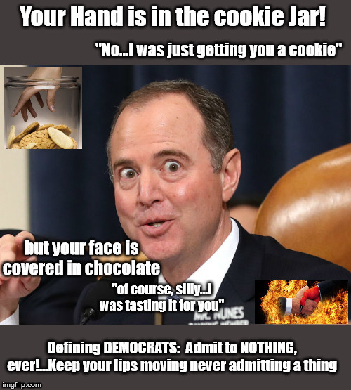 Shifty Schiff, Hand is in the cookie jar... busted...again...still... | image tagged in schiff,democrats,impeachment,coup | made w/ Imgflip meme maker