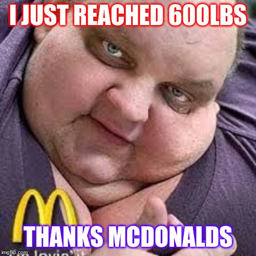 Big fella | I JUST REACHED 600LBS; THANKS MCDONALDS | image tagged in funny | made w/ Imgflip meme maker