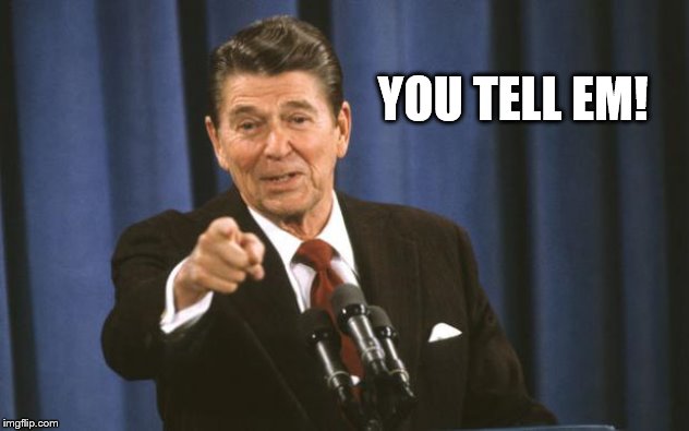 Ronald Reagan | YOU TELL EM! | image tagged in ronald reagan | made w/ Imgflip meme maker