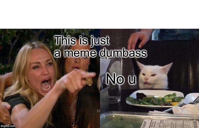 Woman Yelling At Cat Meme | This is just a meme dumbass No u | image tagged in memes,woman yelling at cat | made w/ Imgflip meme maker