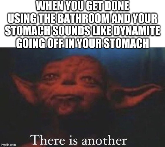 There is another | WHEN YOU GET DONE USING THE BATHROOM AND YOUR STOMACH SOUNDS LIKE DYNAMITE GOING OFF IN YOUR STOMACH | image tagged in there is another | made w/ Imgflip meme maker