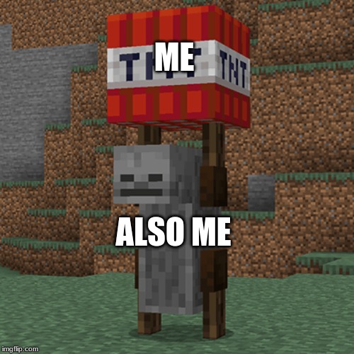 Tnt yeeter | ME; ALSO ME | image tagged in tnt yeeter | made w/ Imgflip meme maker