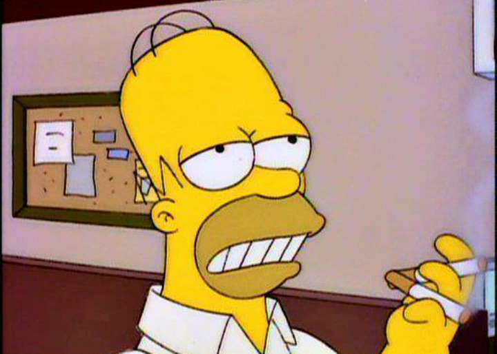 Homer Smoking Two Cigarrettes Blank Meme Template