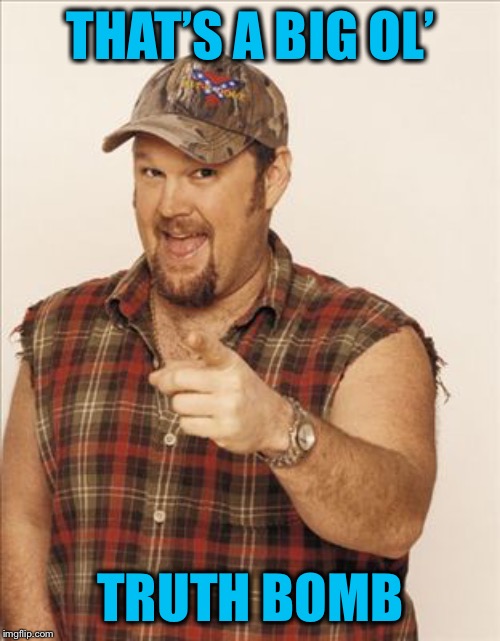Larry The Cable Guy | THAT’S A BIG OL’ TRUTH BOMB | image tagged in larry the cable guy | made w/ Imgflip meme maker