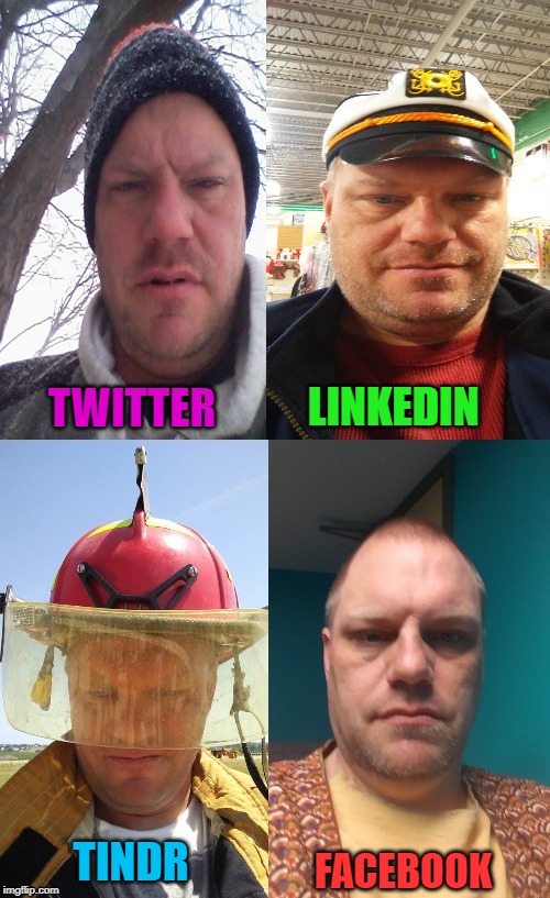 LINKEDIN; TWITTER; TINDR; FACEBOOK | made w/ Imgflip meme maker