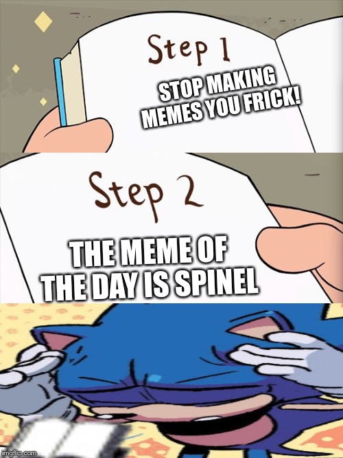 Why reading is hard | STOP MAKING MEMES YOU FRICK! THE MEME OF THE DAY IS SPINEL | image tagged in sonic says,steven universe | made w/ Imgflip meme maker