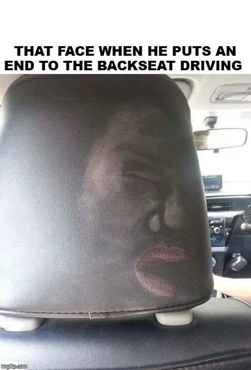 Brake check | THAT FACE WHEN HE PUTS AN END TO THE BACKSEAT DRIVING | image tagged in funny memes,wife,too much makeup,driving,funny | made w/ Imgflip meme maker