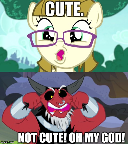 MLP funny faces | CUTE. NOT CUTE! OH MY GOD! | image tagged in mlp fim,mlp meme,memes,cute,funny food | made w/ Imgflip meme maker