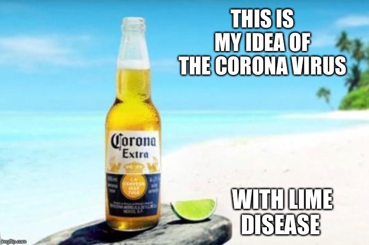 Corona Virus | THIS IS MY IDEA OF THE CORONA VIRUS; WITH LIME DISEASE | image tagged in beer,corona,virus | made w/ Imgflip meme maker