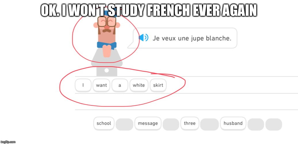 OK. I WON'T STUDY FRENCH EVER AGAIN | made w/ Imgflip meme maker