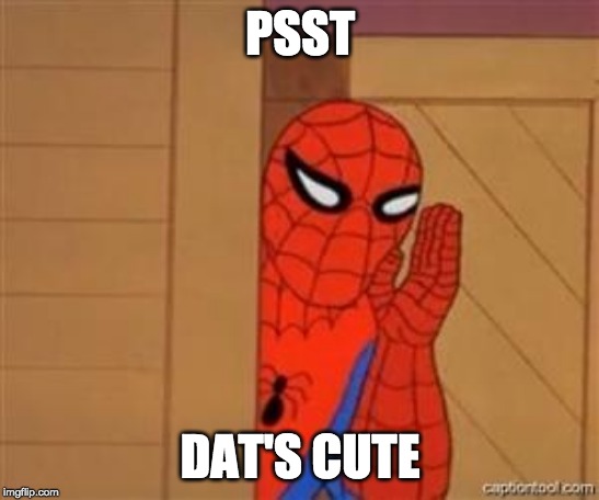 psst spiderman | PSST; DAT'S CUTE | image tagged in psst spiderman | made w/ Imgflip meme maker