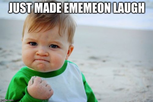 Success Kid Original Meme | JUST MADE EMEMEON LAUGH | image tagged in memes,success kid original | made w/ Imgflip meme maker