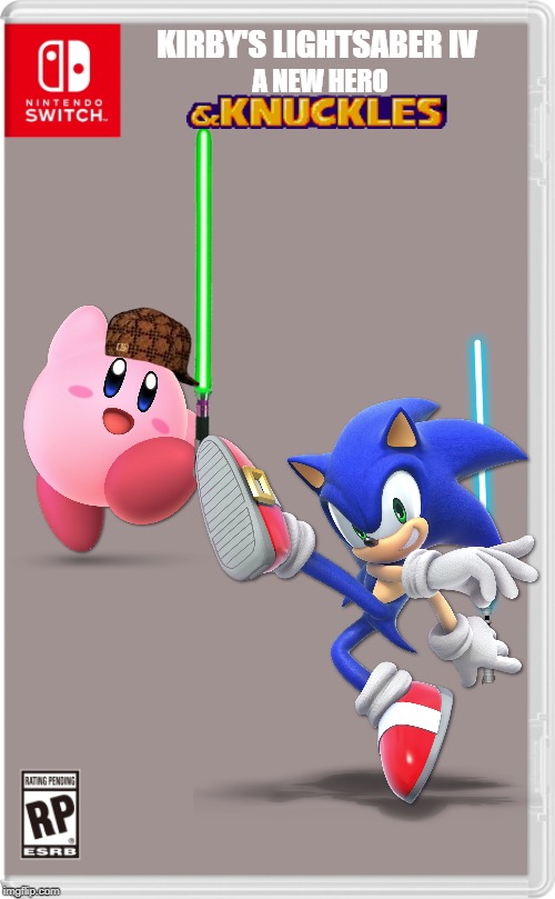 the new trilogy is here! | KIRBY'S LIGHTSABER IV; A NEW HERO | image tagged in nintendo switch cartridge case,kirby,sonic the hedgehog,star wars,lightsaber | made w/ Imgflip meme maker