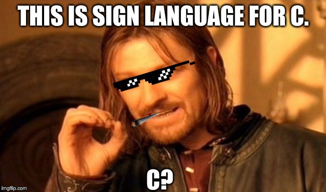 One Does Not Simply Meme | THIS IS SIGN LANGUAGE FOR C. C? | image tagged in memes,one does not simply | made w/ Imgflip meme maker