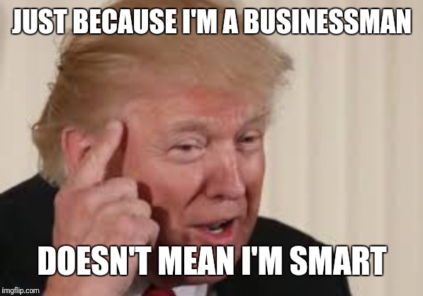 Trump | JUST BECAUSE I'M A BUSINESSMAN; DOESN'T MEAN I'M SMART | image tagged in trump | made w/ Imgflip meme maker