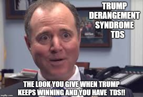 Schiff has Trump Derangement Syndrome | TRUMP DERANGEMENT SYNDROME     TDS; THE LOOK YOU GIVE WHEN TRUMP KEEPS WINNING AND YOU HAVE  TDS!! | image tagged in adam schiff,trump,impeachment | made w/ Imgflip meme maker