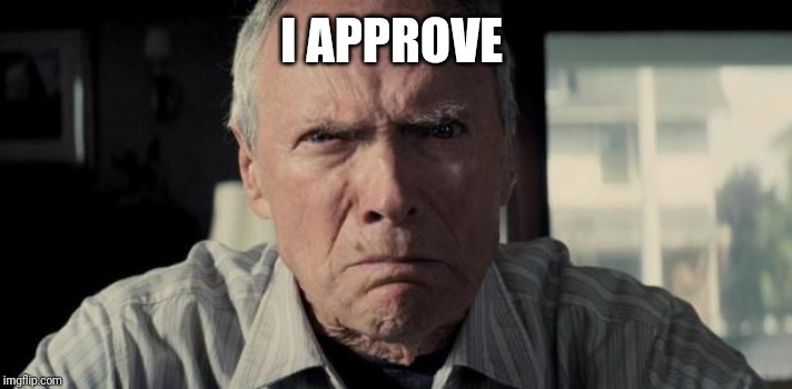 Mad Clint Eastwood | I APPROVE | image tagged in mad clint eastwood | made w/ Imgflip meme maker