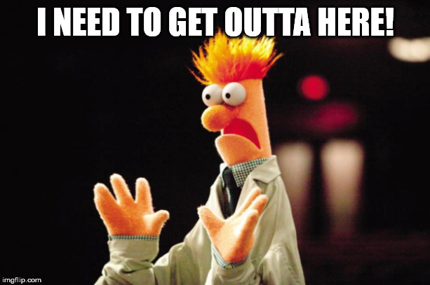 Beaker Freak Out | I NEED TO GET OUTTA HERE! | image tagged in beaker freak out | made w/ Imgflip meme maker