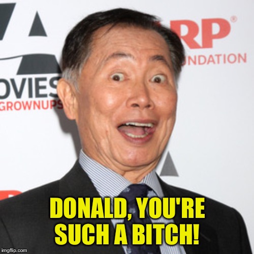 George Takei | DONALD, YOU'RE SUCH A B**CH! | image tagged in george takei | made w/ Imgflip meme maker