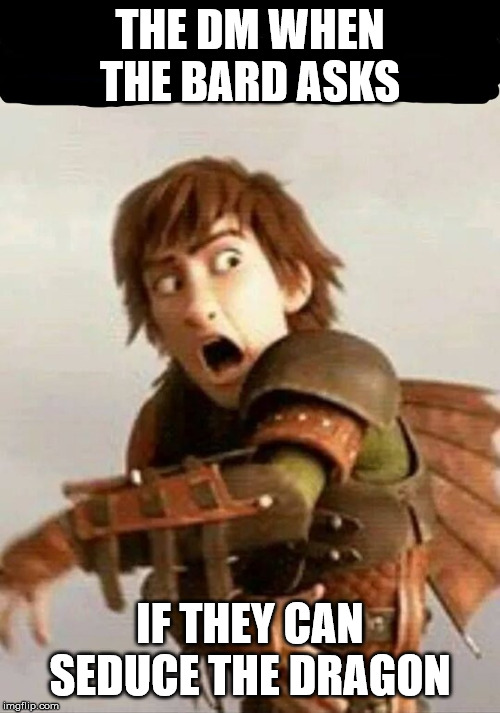 Httyd | THE DM WHEN THE BARD ASKS; IF THEY CAN SEDUCE THE DRAGON | image tagged in httyd | made w/ Imgflip meme maker