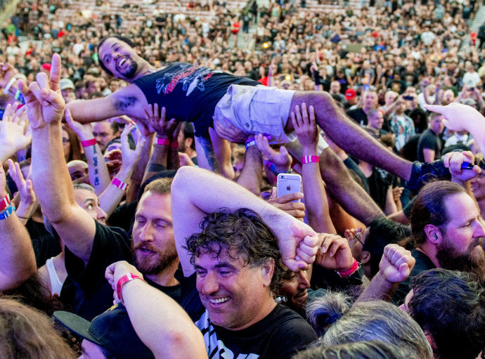 High Quality Crowdsurfing at a Rock Concert Blank Meme Template