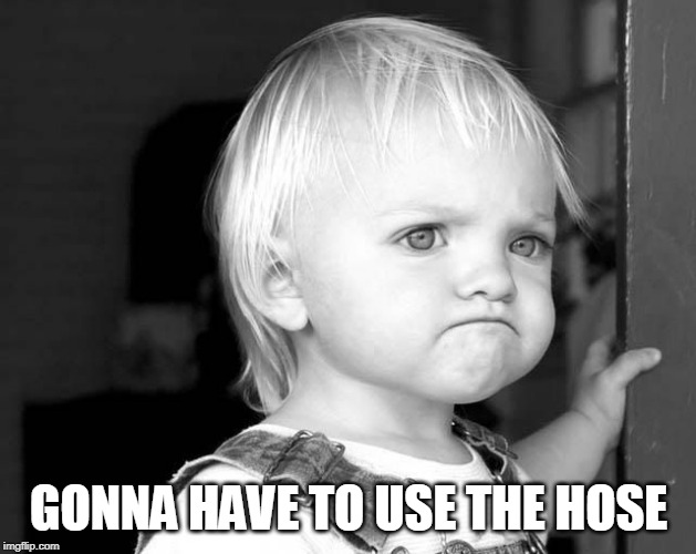FROWN KID | GONNA HAVE TO USE THE HOSE | image tagged in frown kid | made w/ Imgflip meme maker