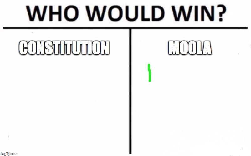 Who Would Win? Meme | CONSTITUTION MOOLA | image tagged in memes,who would win | made w/ Imgflip meme maker