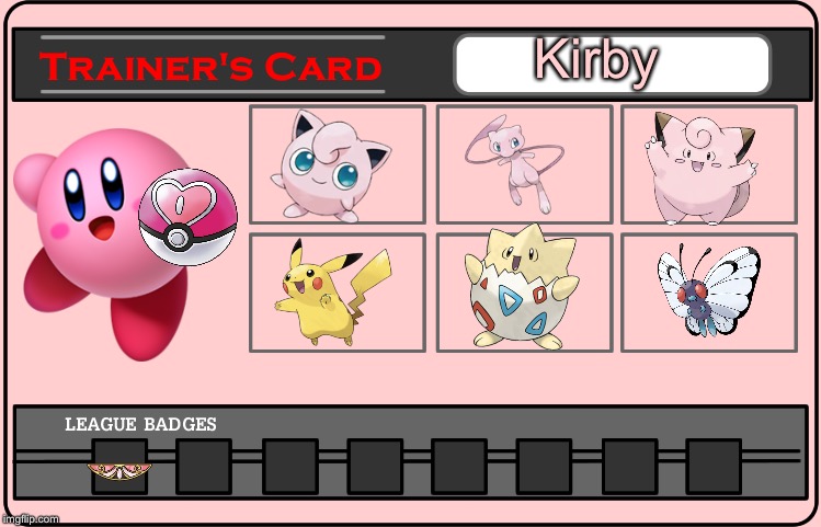 trainer card template one | Kirby | image tagged in trainer card template one | made w/ Imgflip meme maker