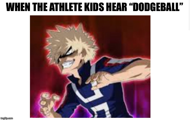 WHEN THE ATHLETE KIDS HEAR “DODGEBALL” | image tagged in bnha,school gym | made w/ Imgflip meme maker