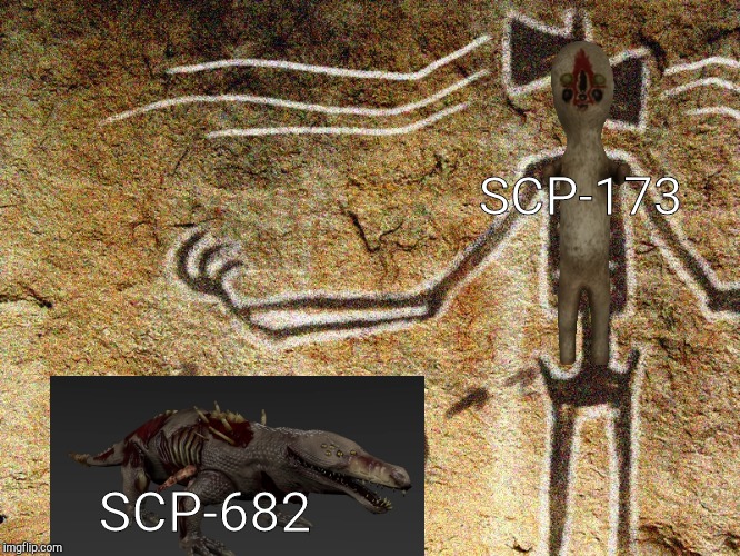 Ancient Siren Head | SCP-173; SCP-682 | image tagged in ancient siren head | made w/ Imgflip meme maker