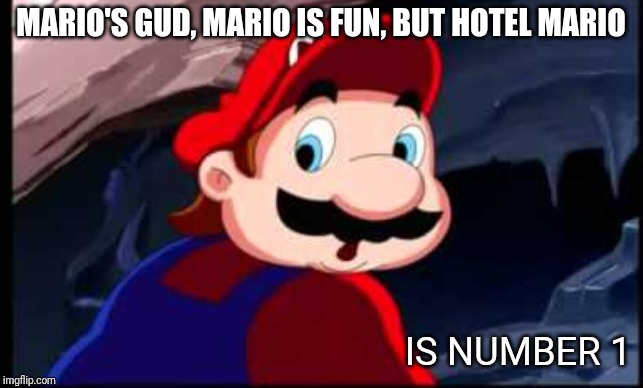Mario |  MARIO'S GUD, MARIO IS FUN, BUT HOTEL MARIO; IS NUMBER 1 | image tagged in hotel mario says no,smm2sg | made w/ Imgflip meme maker