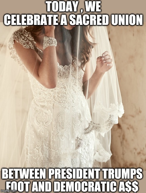 TODAY , WE CELEBRATE A SACRED UNION; BETWEEN PRESIDENT TRUMPS FOOT AND DEMOCRATIC A$$ | image tagged in funny memes | made w/ Imgflip meme maker