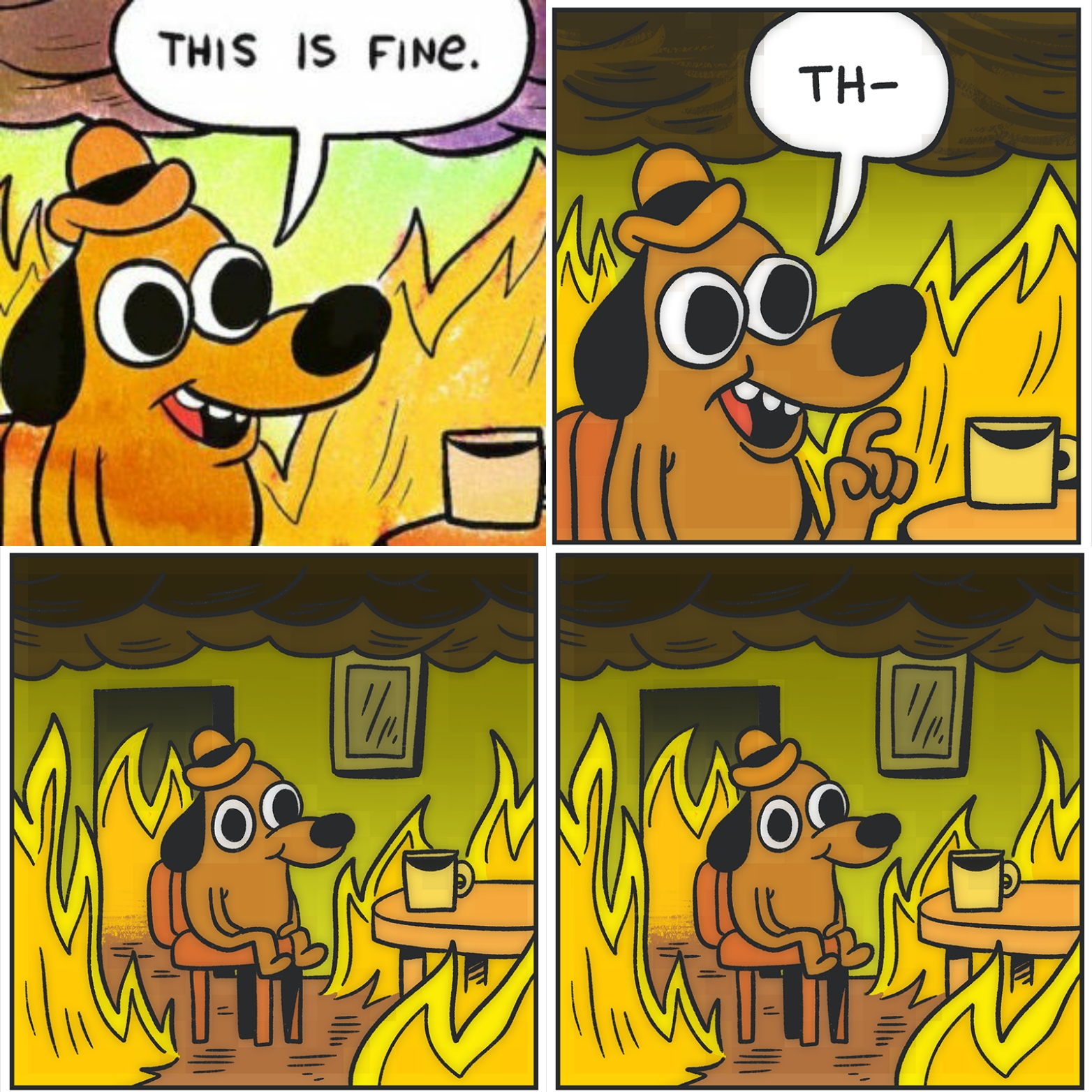 High Quality This Is Fine challenge Blank Meme Template