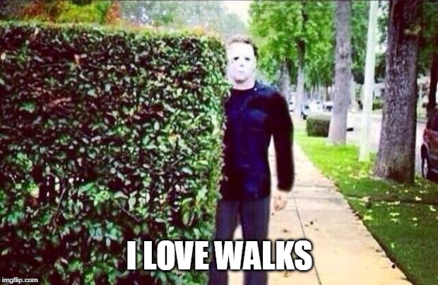 Stalker Steve  | I LOVE WALKS | image tagged in stalker steve | made w/ Imgflip meme maker