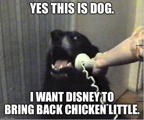 Yes this is dog | YES THIS IS DOG. I WANT DISNEY TO BRING BACK CHICKEN LITTLE. | image tagged in yes this is dog | made w/ Imgflip meme maker