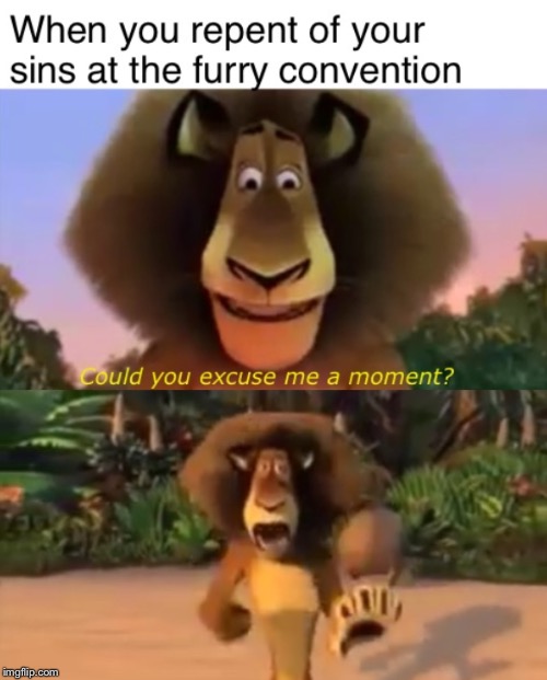 When you repent of your sins at the furry convention | image tagged in anti furry,convention,madagascar,lion,jesus christ,jesus | made w/ Imgflip meme maker