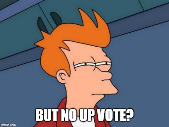 Futurama Fry Meme | BUT NO UP VOTE? | image tagged in memes,futurama fry | made w/ Imgflip meme maker