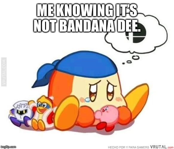 Sad bandana dee | ME KNOWING IT’S NOT BANDANA DEE. | image tagged in sad bandana dee | made w/ Imgflip meme maker