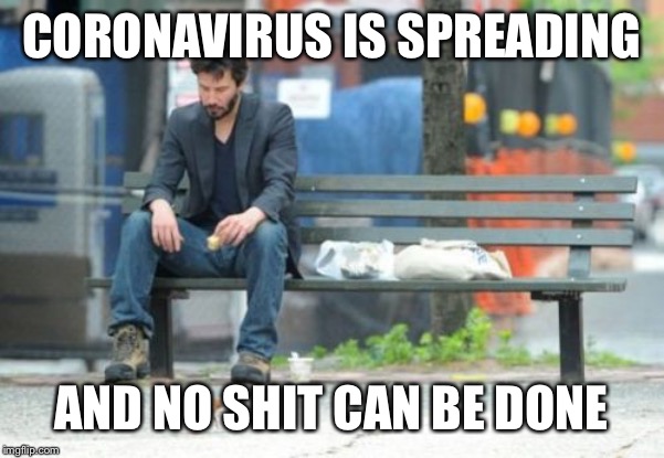This is serious | CORONAVIRUS IS SPREADING; AND NO SHIT CAN BE DONE | image tagged in memes,sad keanu,coronavirus,meme,sad,dark meme | made w/ Imgflip meme maker
