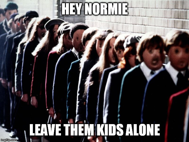 We don't need no thought control | HEY NORMIE; LEAVE THEM KIDS ALONE | image tagged in spursfanfromaround,normie,another brick in the wall | made w/ Imgflip meme maker
