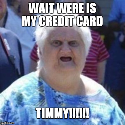 WAT Lady | WAIT WERE IS MY CREDIT CARD TIMMY!!!!!! | image tagged in wat lady | made w/ Imgflip meme maker
